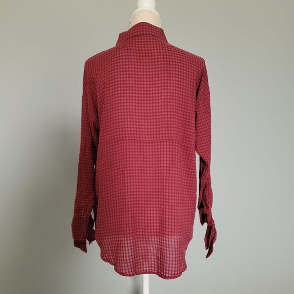 3/$15 She and Sky Red Plaid Shirt - Picture 2 of 6